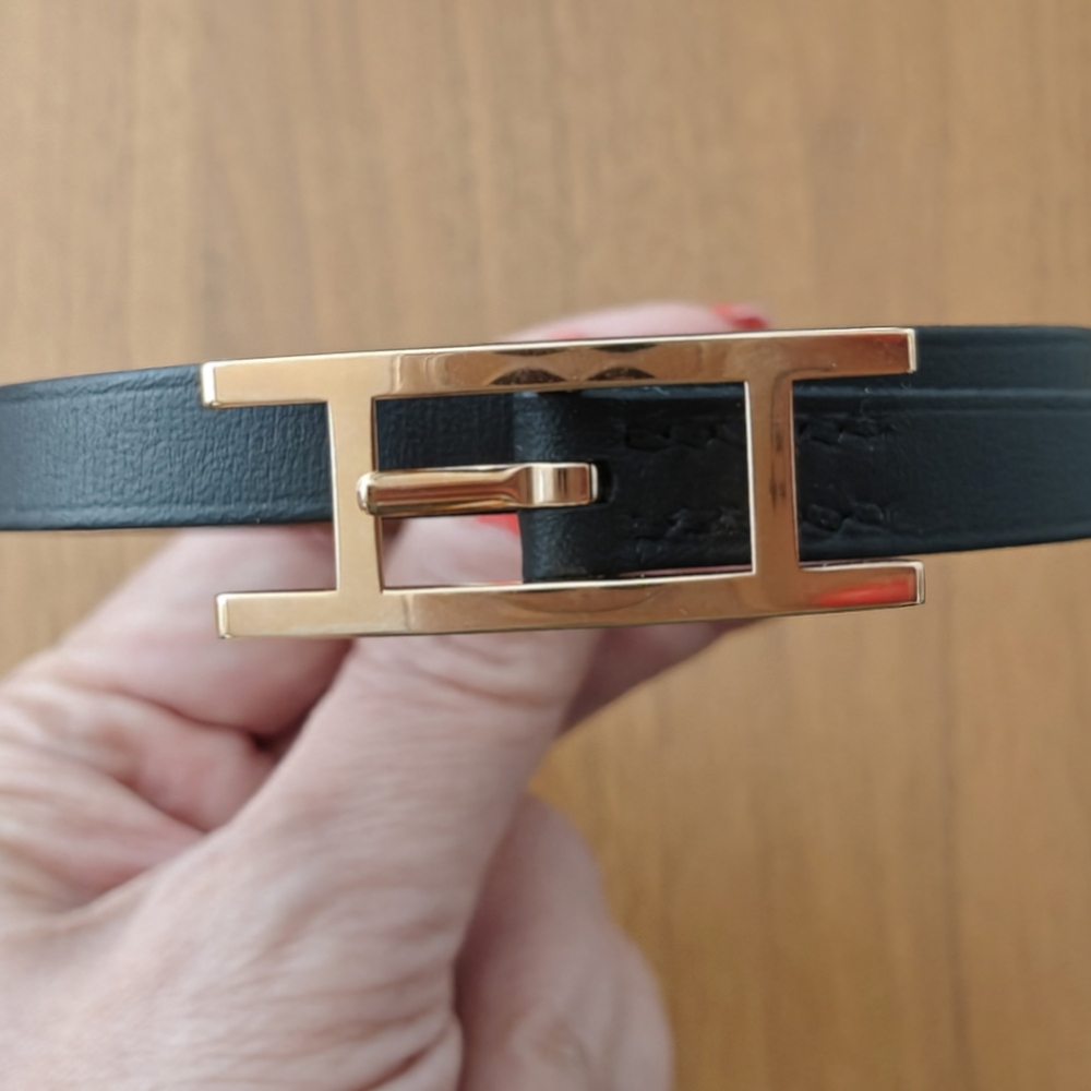 Black Leather Belt with Gold Buckle
